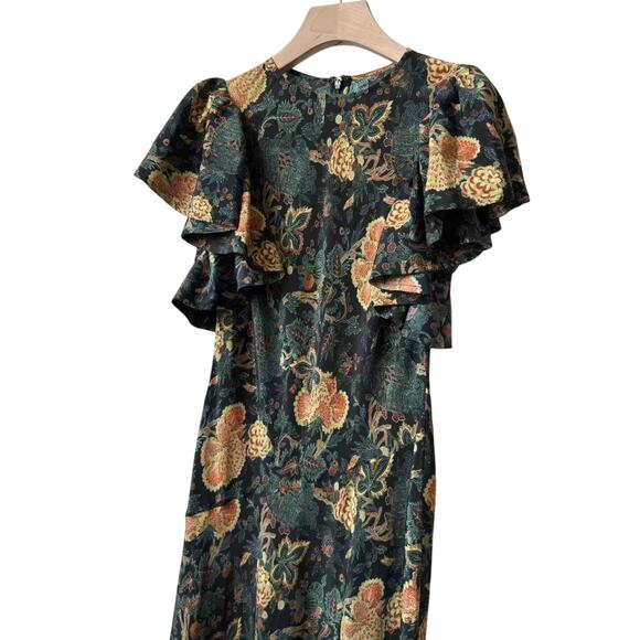 ULLA JOHNSON MARIAM SILK BIAS CUT FLUTTER SLEEVE DRESS US 6 - Picture 5 of 8